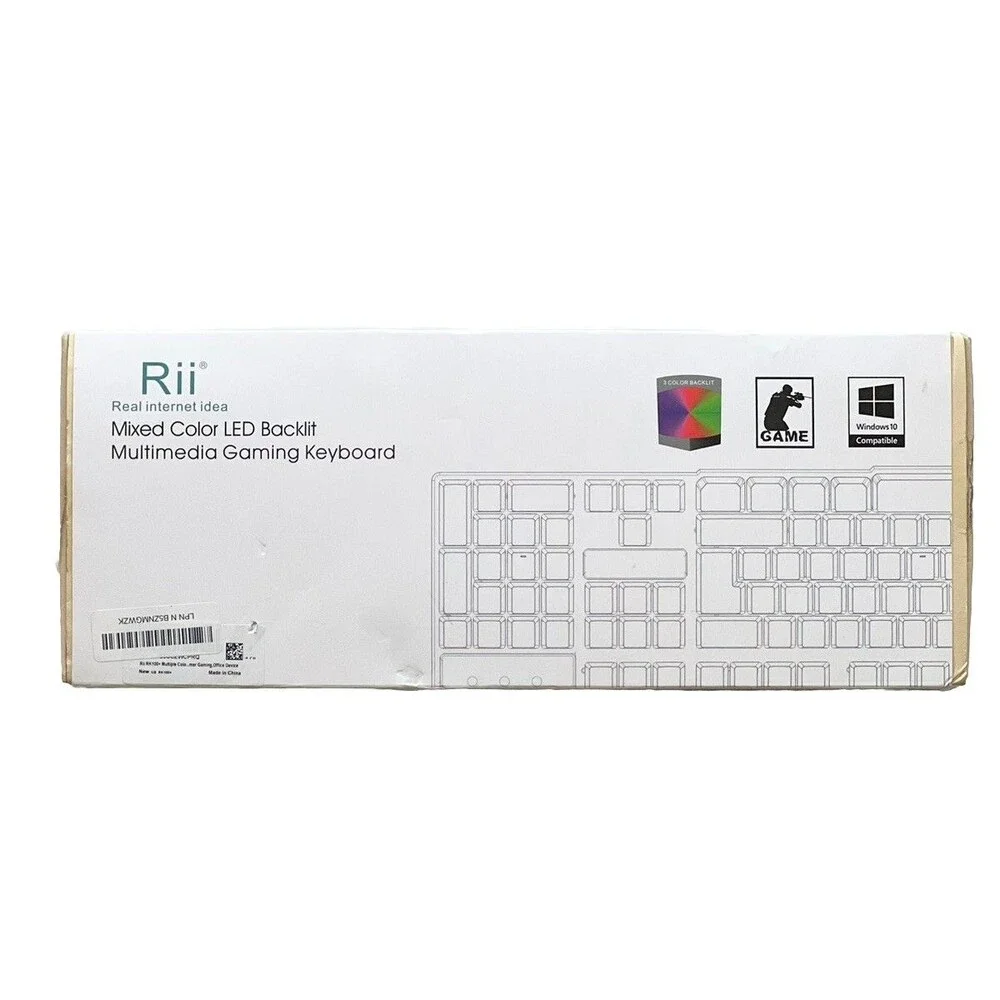 Rii RK100+ Mixed Color LED Backlit Multimedia Gaming Keyboard